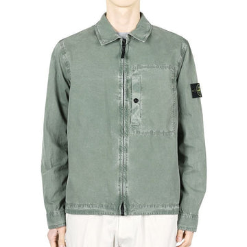 Stone Island Stone Men's Badge Patch Pocket Zip-Up Overshirt Jacket (Khaki) V0159 125238070 [P]
