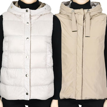 MaxMara Women's The Cube JSOFT Reversible Hooded Padding Vest (Beige) 2519291054670 022 125406008 [P]