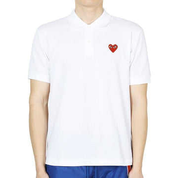 Comme Des Garcons Men's Heart Logo Patch PK Short Sleeve (White) AX-T006 5 133080562 [P]