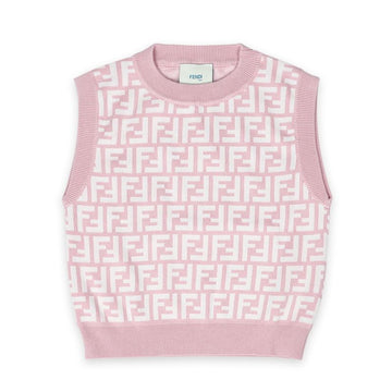 FENDI Kinder FF Piké Allover Wool Pullover (Rosa) JFG200 AQUH F1R4T 130222945 [P]