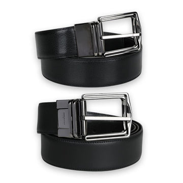 ZEGNA リバーシブルレザーベルト (ブラック) LHMAL B009RZ 001 130757476 [P]