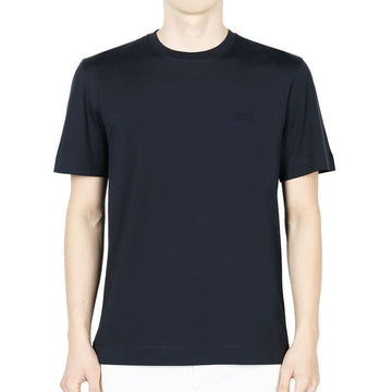 ZEGNA エルメネジルド・ゼニア メンズ刺繍ロゴ半袖シャツ(ネイビー) UF360A9 F765 B09 412 131367827 [P]