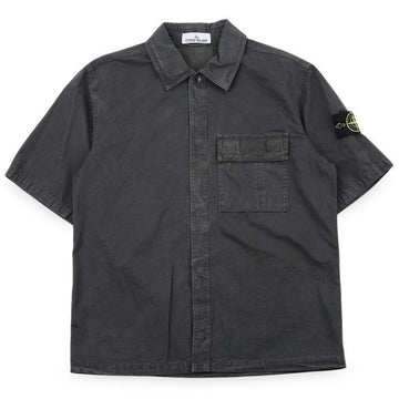STONE ISLAND 男性用ワッペンチェストポケット半袖オーバーシャツジャケット 153147100 [P]