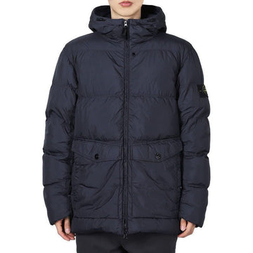 STONE ISLAND Stone Herren Wappen Patch Crinkle-Laps Kapuzen-Padding-Jacke (Navy) 4100011 2A23 V0020 140719050 [P]
