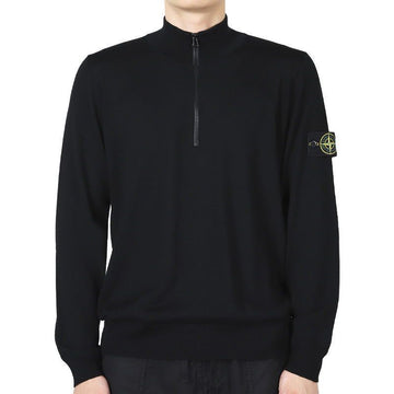 Stone Island Stone Men's Wappen Patch Half-Zip Knit Sweatshirt (Black) - V0029 5100007 S00C4 140921598 [P]