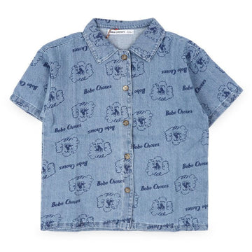 Bobo Choses Kids Allover Denim Short Sleeve Shirt (Blue) B126AC037 461 153768117 [P]