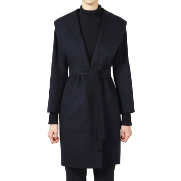MaxMara Women's Mesh Belt Wool Coat (Navy) 2529016061600 012 142961052 [P]