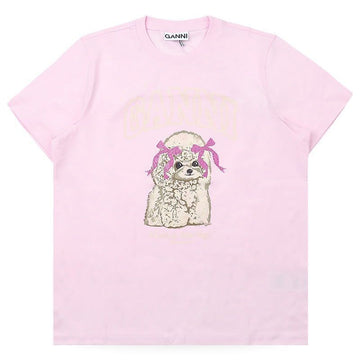 GANNI Damen Pudel Logo Druck Kurzarm (Rosa) A1050062 868 155262036 [P]