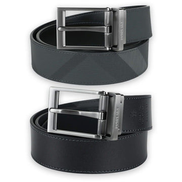 Burberry Men's Dark Check Reversible Leather Belt (Charcoal) 8065341 A1208 144365853 [P]