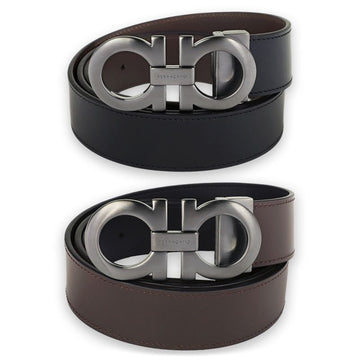 Salvatore Ferragamo Ferragamo Men's Gancini Reversible Leather Belt (Black/Brown) 675542 0464231 150400018 [P]