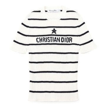 DIOR Damen Marinieres Kurzarmstrick (Ecru/Navy) 614S15A7300 0883 151206580 [P]