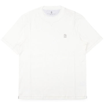 BRUNELLO CUCINELLI Männliches gesticktes Logo-Stich Kurzarm T-Shirt (Ivory) M0B131328G CD956 151464876 [P]