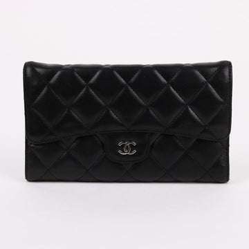 CHANEL Klassische Silber-Geldbörse aus Lammleder mit Klappe 158581435 [P]