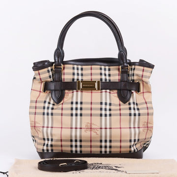 BURBERRY Vintage Check Tote- und Schultertasche mit Goldschnalle 158581688 [P]