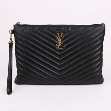 SAINT LAURENT Schwarze Chevron Clutch Tasche 559193 158581737 [P]