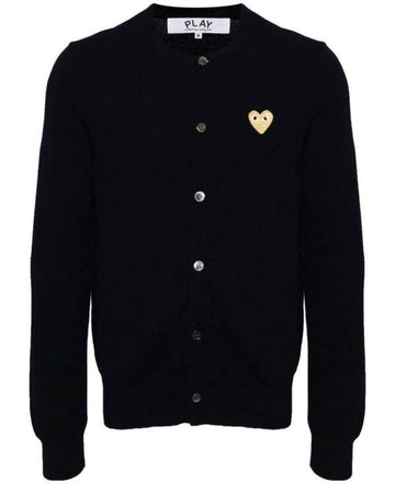 COMME DES GARCONS Wollcardigan mit Goldherz-Applikation AX N049 051 2 152203645 [P]