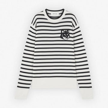 MAISON KITSUNE FOX HEAD INTARSIA COMFORT STRIPED JUMPER (MM00803KT1102-S492) 115185476 [P]