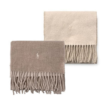 Polo Ralph Lauren Signature Pony Fringe Reversible Wool Blend Scarf PC0455-027 63870814 [P]