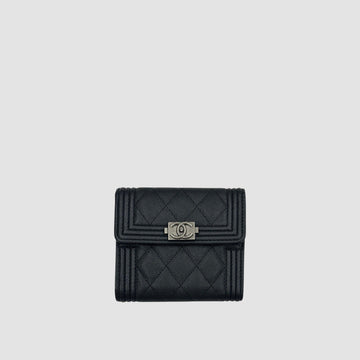 CHANEL Boys Geldbörse Caviar Schwarz mit Silberbeschlägen A80734 158603865 [P]