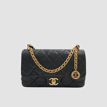 CHANEL Season Coin Flap Bag Chain Black AS4000 158604731 [P]
