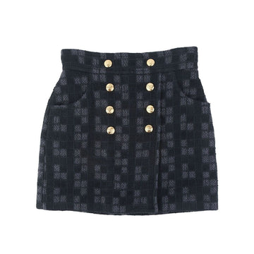 Gucci GG Gold Button Tweed Skirt Size 38 37553K-2 158607172 [P]
