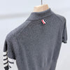 THOM BROWNE Cashmere Polo-Shirt mit Schrägbinde Grau 158608539 [P]