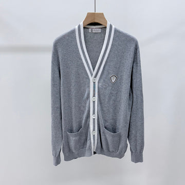 BRUNELLO CUCINELLI [未使用/XL] コットンロゴカーディガン グレー 158608553 [P]