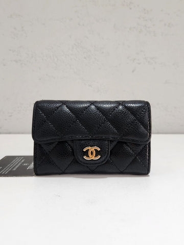 CHANEL Classic Caviar Black Gold-Plated Cardholder AP0214 158608779 [P]
