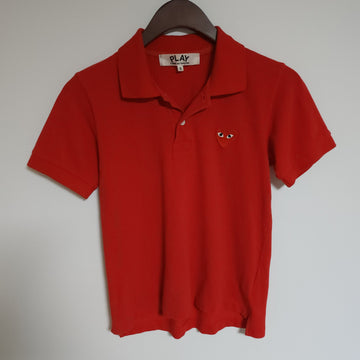Comme Des Garcons Red Women's Short Sleeve Polo Shirt with Heart Patch G312 158609141 [P]