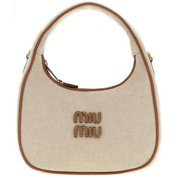MIU MIU 26SS 完ンダ キャンバス レザー バッグ 152303820 [P]