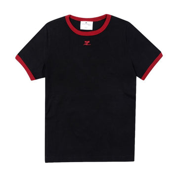 COURREGES Logo-Kontrast-Ringer Damen T-Shirt B087 146392150 [P]