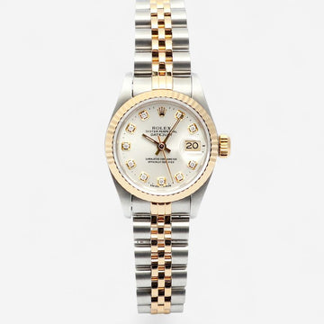 Rolex 69173 Silver Dial Datejust 26 After Diamond 18K Women's Combo Watch 1991 158631422 [P]