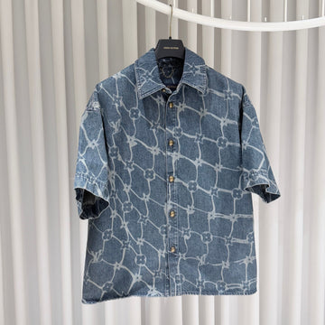 Louis Vuitton Monogram Printed Denim Short Sleeve Shirt Jacket 158631491 [P]