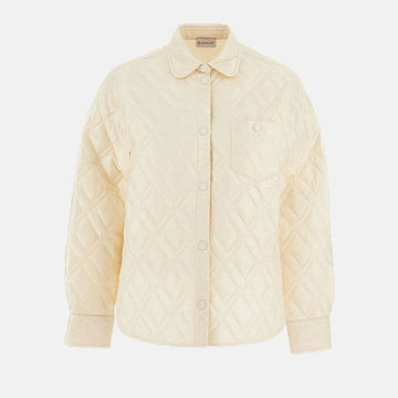 Moncler Quilted Jacket with Logo Patch Ivory 153223385 [P]