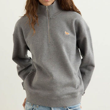 MAISON KITSUNE Baby Fox Halb-Zip Sweatshirt Midian Grau Melange PW00308KM0341 H131 154223177 [P]
