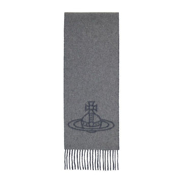 VIVIENNE WESTWOOD ダブルフェイスフリンジマフラー ミネラルグレー 81030006 W01MK P407 158337327 [P]