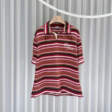 DIOR (S-grade/XL) / Denim Tears Stripe Knit Polo Shirt 158631853 [P]