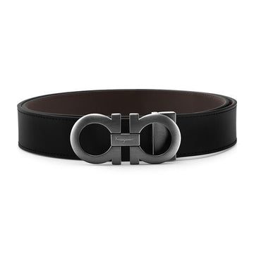 Salvatore Ferragamo Gancini Black/Dark Brown Reversible Belt 67 5542 0464231 145240183 [P]