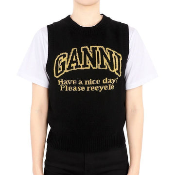 GANNI Grafiklogo Strickweste (Schwarz) K2091 099 73306874 [P]