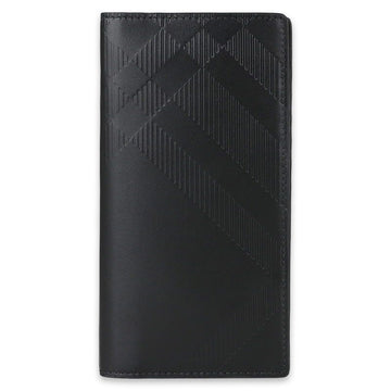 Burberry Men's Check Embossed Leather Long Wallet (Black) A1189 146991187 [P]