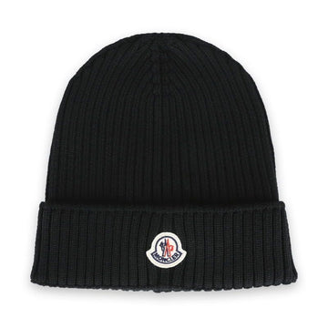MONCLER Kinder Wappen Patch Wollmütze (Schwarz) 3B00009 M1131 999 141983706 [P]