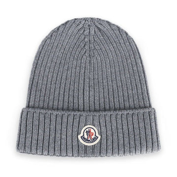 Moncler Kids Woven Patch Wool Beanie (Grey) 3B00009 M1131 981 141983705 [P]