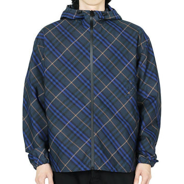 BURBERRY Männliche dunkle Karomuster Windjacke mit Kapuze (Grün/Blau) 8100850 C1852 131368199 [P]