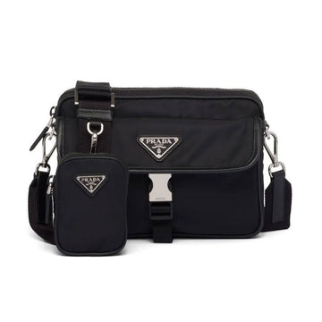 Prada 26FW Nylon and Saffiano Leather Shoulder Bag Black 2VH133X 2DMH F0002 158643092 [P]