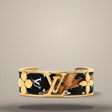 LOUIS VUITTON LV Initialen Seidenarmband in Goldfarbe M1958 158643111 [P]