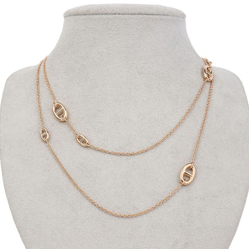 Hermes Rose Gold Chantal Long Necklace 80 Blue Stone 37529 158643203 [P]