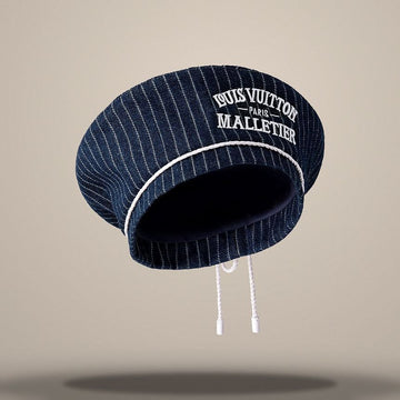 Louis Vuitton Denim Stripes Beret Navy M5139 158643232 [P]