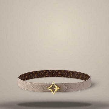 LOUIS VUITTON Blumenmuster 30 mm Wende Gürtel in Turtrelle Grau und Monogramm 158643320 [P]
