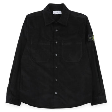 Stone Island Men's Corduroy Overshirt Jacket with Patch (Black) L2S15 1200042 S0144 V0029 158643265 [P]