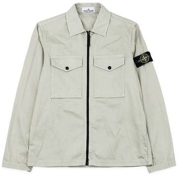 STONE ISLAND Stretch Satin Overshirt Jacket mit Brusttasche für Herren (Beige) L2S15 1200010 S0012 V0095 158643270 [P]